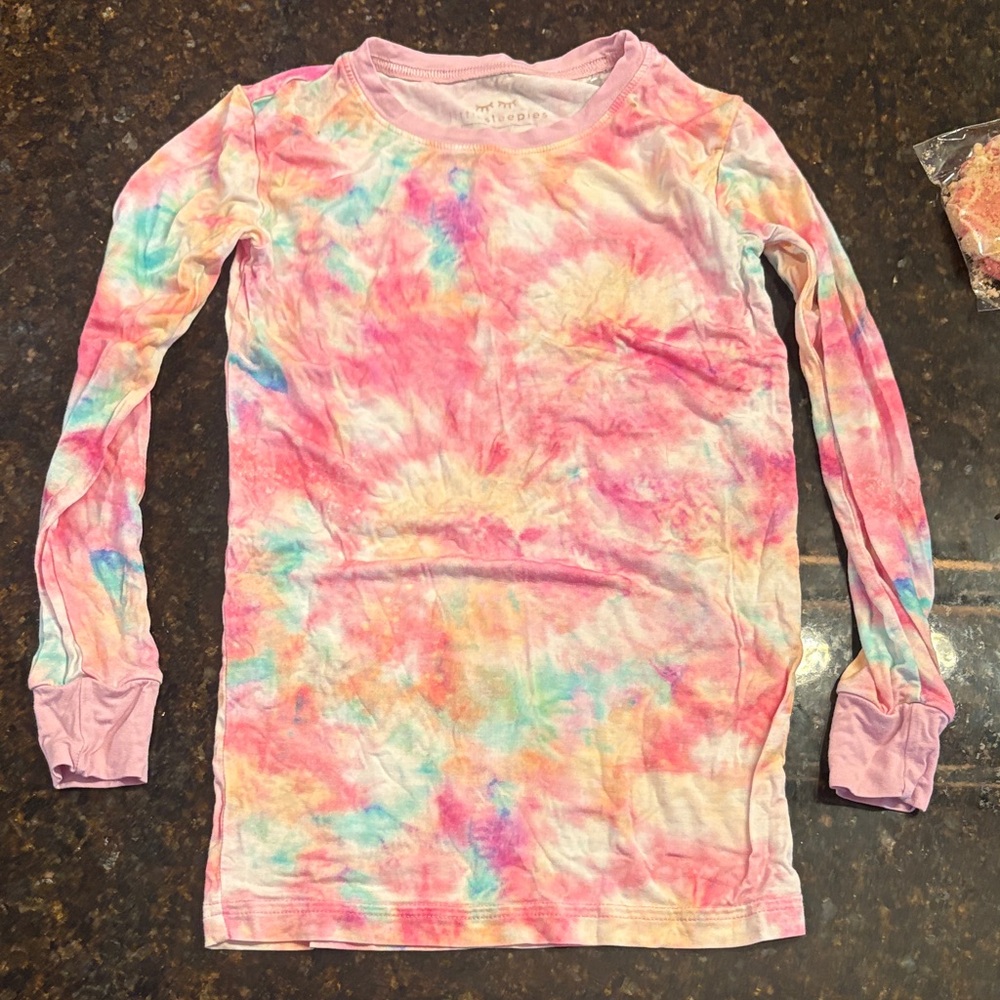 Girls' Long Sleeve Tie-Dye Top - Pink Multi pajamas